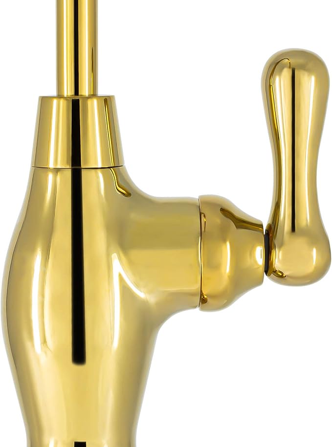 Non-airgap RO Faucet Reverse Osmosis Drinking Water Filtration System Water Dispenser Spout (Bright Gold). Vase Style with Faucet Wrench RO-FW148. NSF Certified.