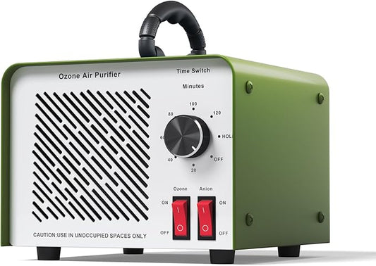 120,000mg/h 0zone Generator High Capacity Ozone Machine & Negative Ion Air Purifier for Home, Car, Pet Odor Removal, O3 Odor Eliminator up to 2,500 Sq. Ft.(Green)