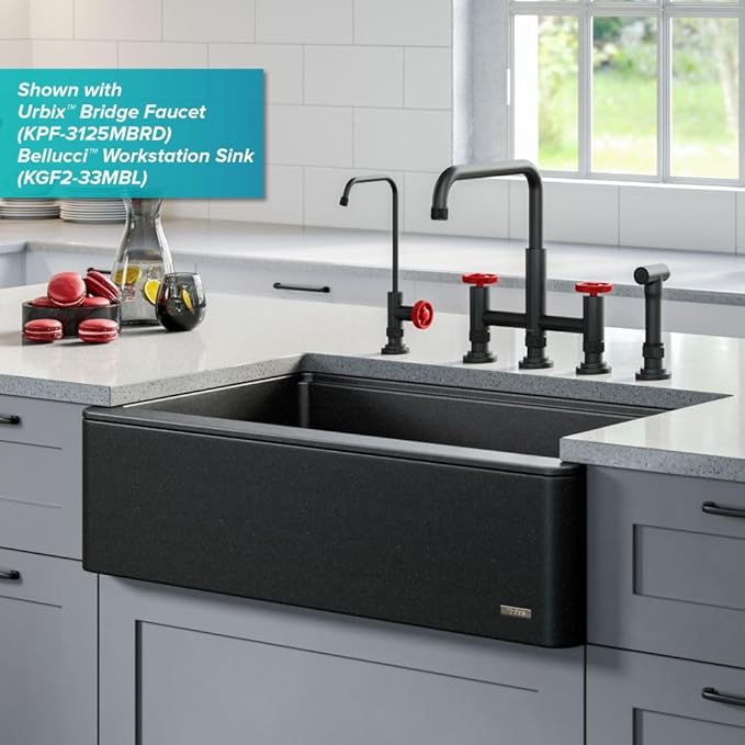 KRAUS Urbix 100% Lead-Free Kitchen Water Filter Faucet in Matte Black/Red, FF-101MBRD