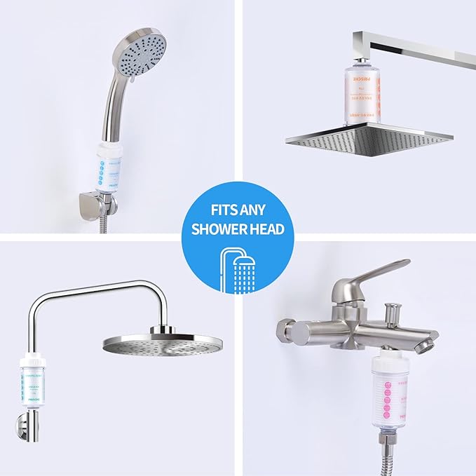 HubiCare Shower Infuser - Vitamin C Shower Head Filter, Hard Water Softener, Chlorine & Fluoride Shower Filter, Water Purifying Filtered Shower Head with Beads (Tropical Blue Ocean Refill)