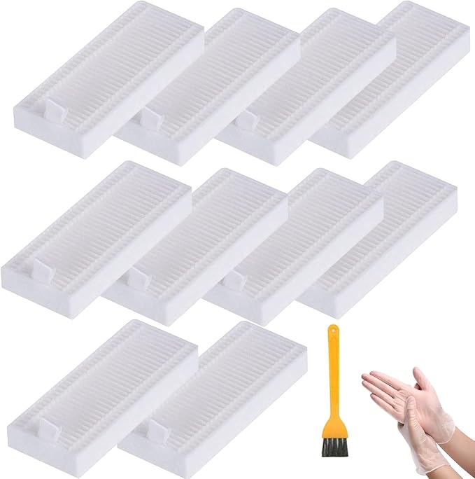 Replacement Parts Accessories Compatible with Coredy R380 1700Pa, R300 Robot Vacuum Cleaner 1400Pa 10 Filters