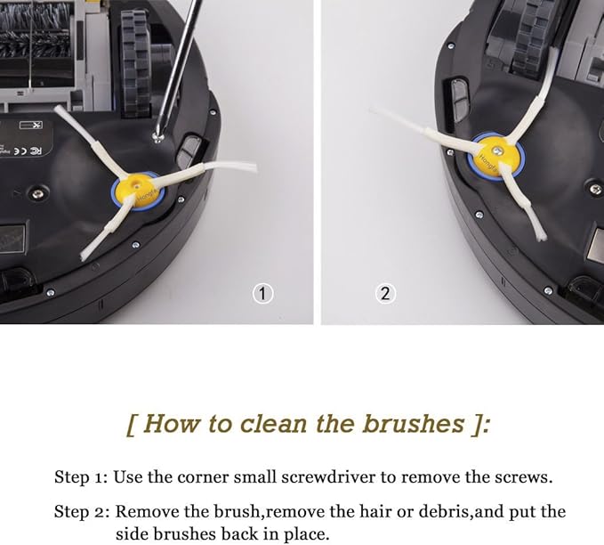 694 3-Armed Side Brush for i-Robot Roomba, 10 Pieces Replacement Accessories Parts for Roomba 650 690 614 550 760 780 (500 600 700 Series) Vacuum