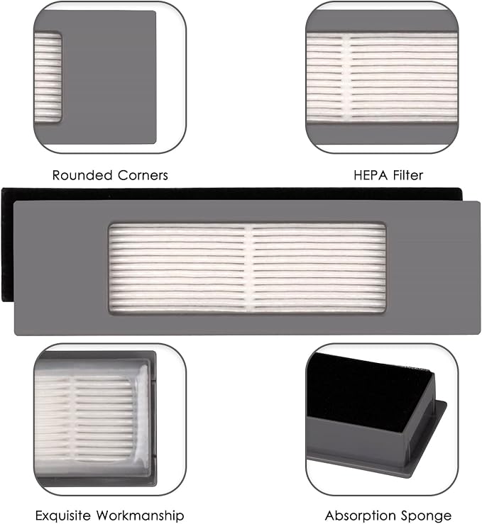 (12 Pieces) HEPA Filter for Robot Vacuum Ecovacs DEEBOT OZMO N10 N10 Plus 920 950 T8 AIVI Max T9 T5 N5 N7 N8+ N8 Pro Plus DX55 DX93 DJ65, Robot Vacuum Cleaner Filter Kit