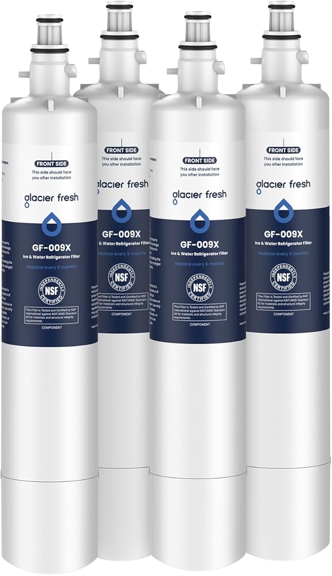 GLACIER FRESH Replacement for RPWFE, RPWF (Built-in CHIP) Refrigerator Water Filter, Compatible with GFE28GYNFS, GFE28GELDS, PFE28KELDS, PFE28KYNFS, GFD28GELDS, PWE23KELDS, PWE23KMKES, 4 Pack