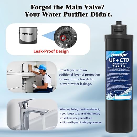 Under Sink Water Filter System,14000 Gallon &16" H saves Space,Flow Under Counter Water Filter Direct Connect to Kitchen Faucet,Reduces Chlorine,Lead, Bad Taste & Odor(Black-Q5-UF-M-14000 GAL)