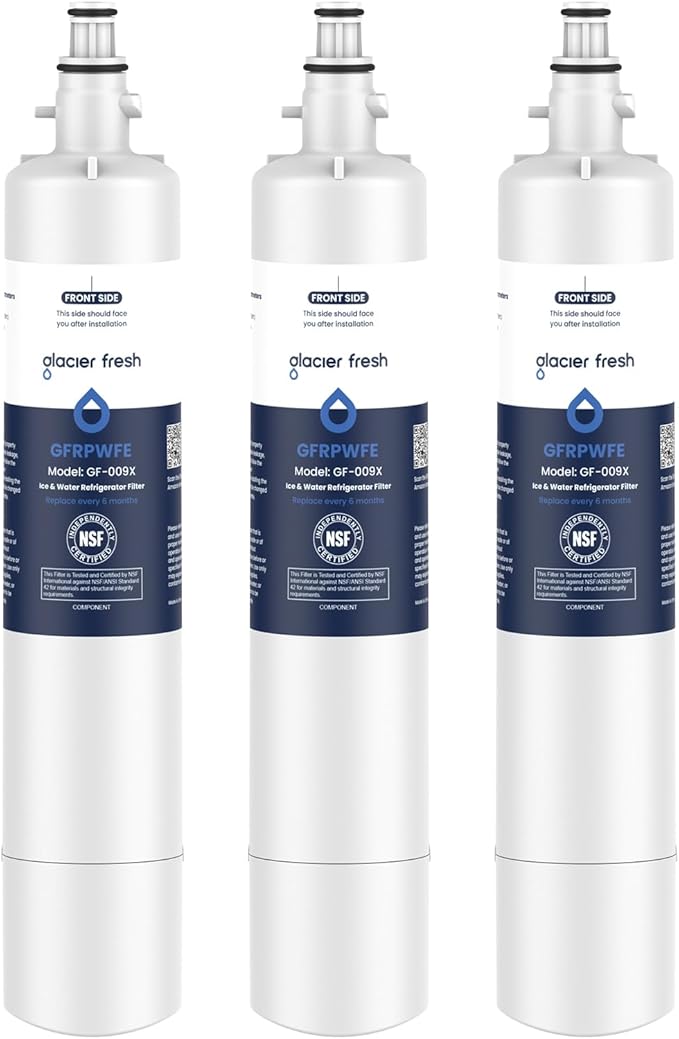 GLACIER FRESH Replacement for RPWFE, RPWF (Built-in CHIP) Refrigerator Water Filter, Compatible with GFE28GYNFS, GFE28GELDS, PFE28KELDS, PFE28KYNFS, GFD28GELDS, PWE23KELDS, PWE23KMKES, 3 Pack