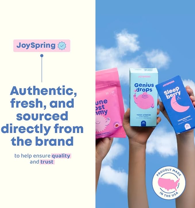 JoySpring Vitamin D3 Kids Drops with K2 – Liquid Supplement for Calcium Absorption & Joint Health – 360 Servings (2 fl oz) – Vitamin D Kids Ages 3-18