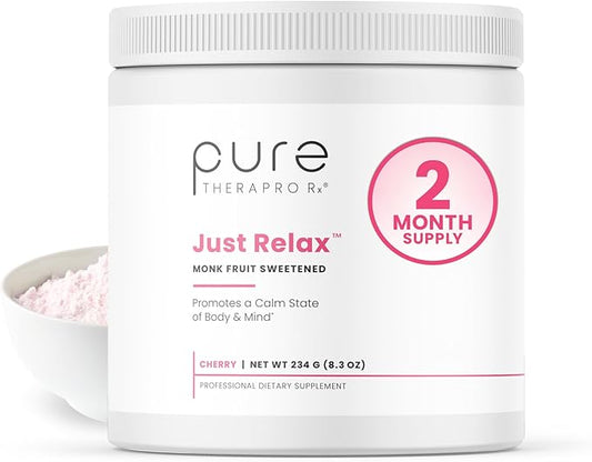 Pure Therapro Rx Just Relax Cherry - 60 Servings | Supports Relaxed Mood & Healthy Blood Pressure | Myo-inositol, Di-Magnesium Malate, GABA, Taurine, & L-Theanine