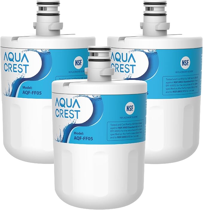 AQUA CREST 5231JA2002A Refrigerator Water Filter, Replacement for LG® LT500P®, GEN11042FR-08, ADQ72910911, ADQ72910901, ADQ72910907, Kenmore 9890, LFX25974ST, LMX25964ST, 3 Filters