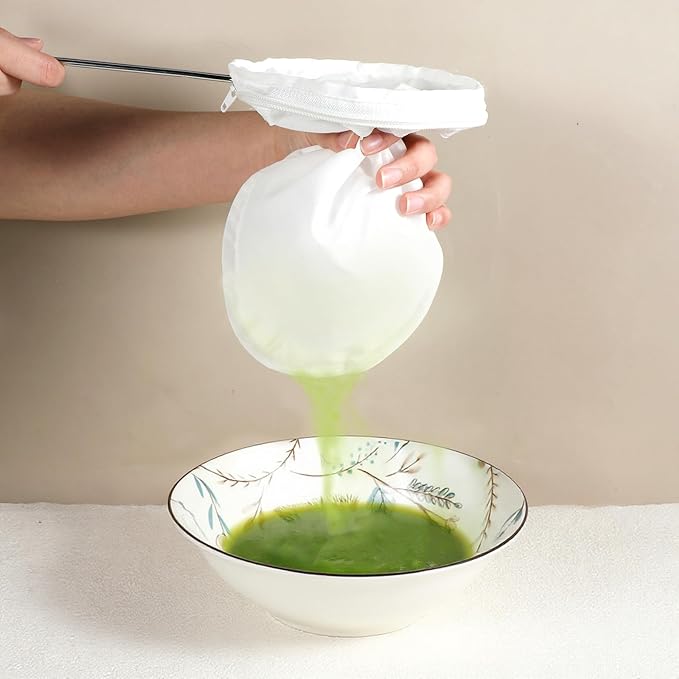 3 PCS Fine Mesh Strainer Bags with Handle, Reusable Cheese Cloth Bag with Zipper, Food Grade Filter for Coffee Soy Thai Tea, Yogurt Nut Milk and Soup