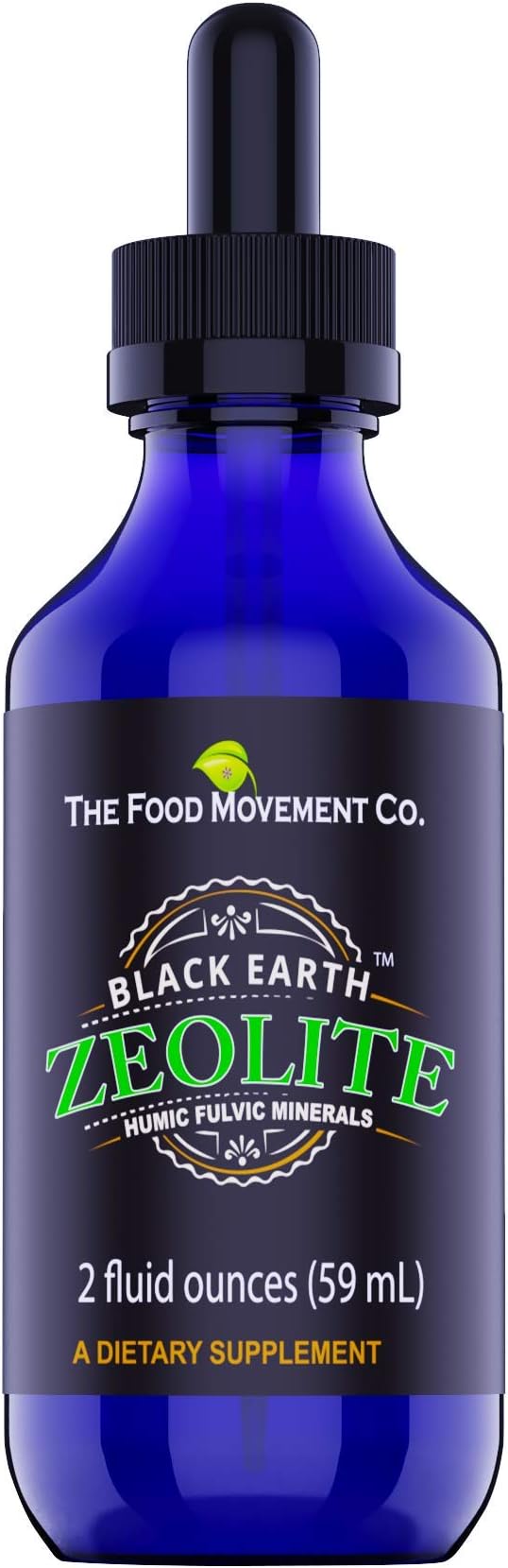 Black Earth Zeolite with Humic Fulvic Acids Trace Minerals for Adults and Kids for Detox, Gut Health and Immune Support - 2oz Liquid Drops Supplement
