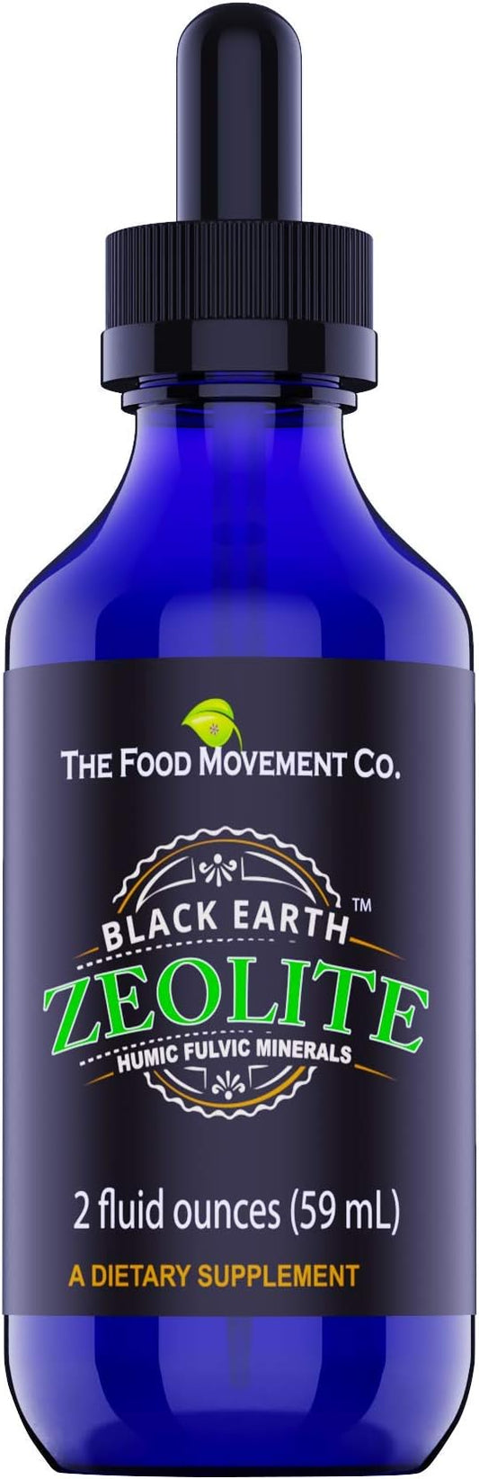 Black Earth Zeolite with Humic Fulvic Acids Trace Minerals for Adults and Kids for Detox, Gut Health and Immune Support - 2oz Liquid Drops Supplement