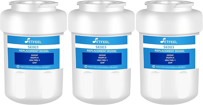 Refrigerator Water Filter Replacement for GE Smart Water M-W-F fmg-1, Gse25gshecss, 197D6321P006, Gsh25jsddss, GSHS6HGDBCSS, Gshs6lgbbhss, Gse25hmhbhes 3-Pack