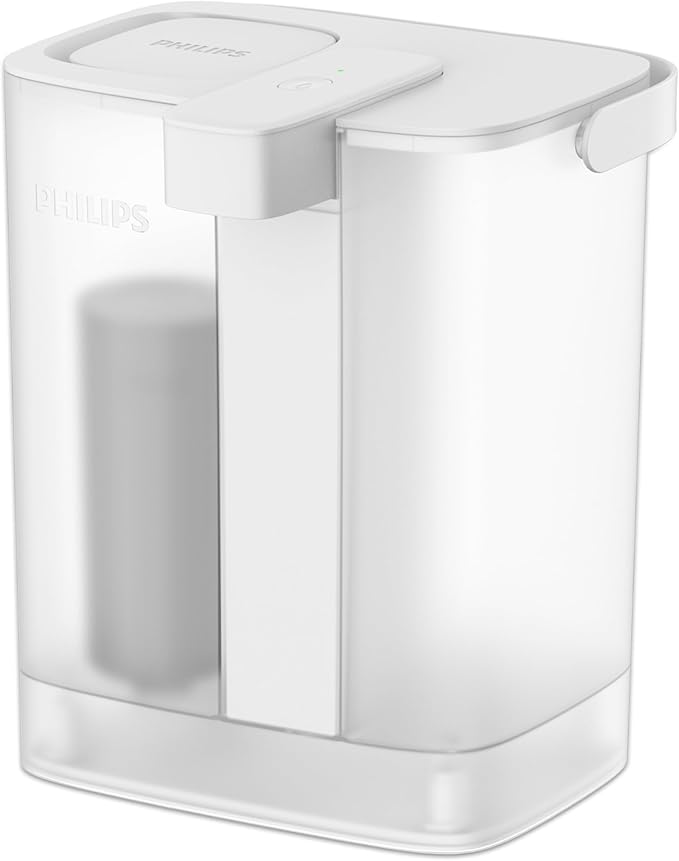 PHILIPS Electric Water Filter Pitcher, Rechargebale Water Dispenser with Pro Filters for 6 Months/180 Gallons, 12-Cup/2.8L Countertop Filtered Water Jug