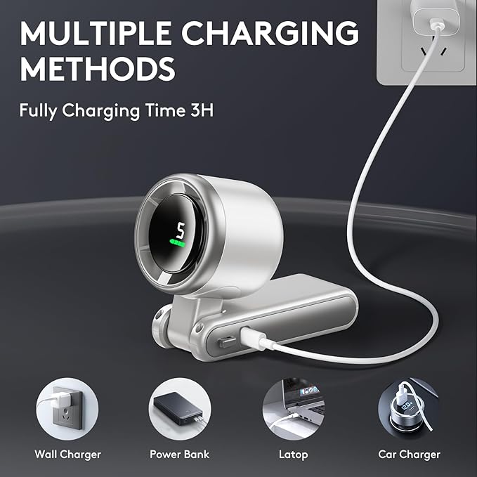 Foldable Handheld Fan, Portable Strong Winds Rechargeable 10000mAh Mini Turbo Fan, Digital Display, 5 Speed Adjustable Personal Small Pocket, Gifts for Women Men Travel Camp Outdoor Office