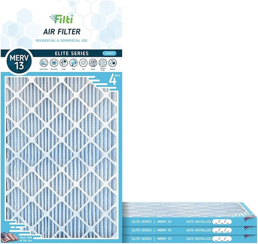 FILTI 12x24x1 Air Filter MERV 13 | Pleated Home Air Filter | HVAC AC Furnace Filter MADE IN USA (4 Pack)