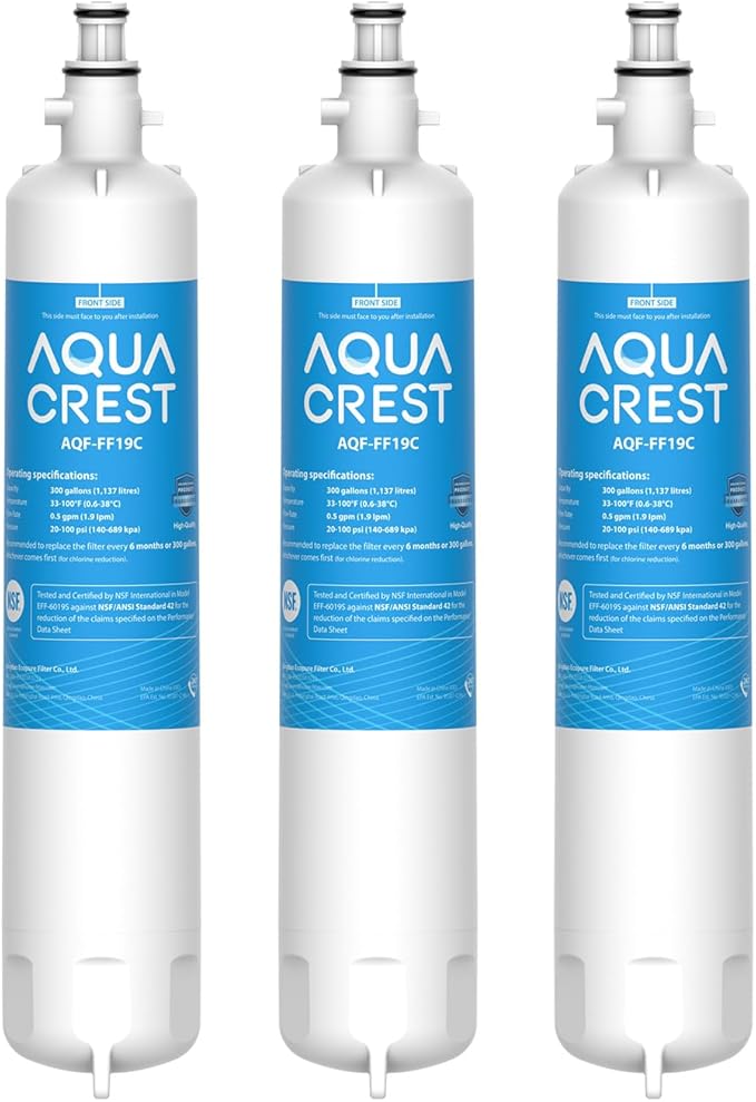 AQUA CREST Replacement for GE® RPWFE®, RPWF (with CHIP) Refrigerator Water Filter, Compatible with GYE22HMKES, GYS22GMNES, GYE22HBLTS, DFE28JSKSS, GFE28HMHES, GNE29GYNFS, 3 Filters