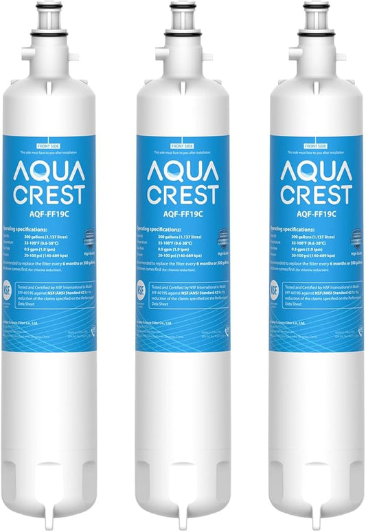 AQUA CREST Replacement for GE® RPWFE®, RPWF (with CHIP) Refrigerator Water Filter, Compatible with GYE22HMKES, GYS22GMNES, GYE22HBLTS, DFE28JSKSS, GFE28HMHES, GNE29GYNFS, 3 Filters