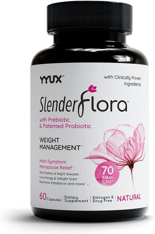 SlenderFlora - Menopause Probiotic Supplement | Weight Management, Hot Flashes, Night Sweats, Bloating | 70 Billion CFU | Gluten, Soy & Dairy Free | 60 Count