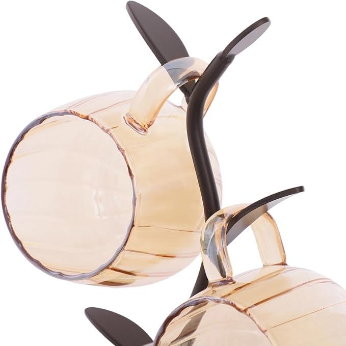 1.5L/50.72 oz Glass Pitcher with Lid & Filter, 6-Pcs Glass Pitcher Set Jug with 6 Water Glasses & Cup Storage Shelf Glasses Water Carafe for Hot/Cold Tea Beverage Large Jug for Iced Juice