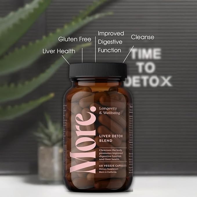 More. Longevity & Wellbeing Liver Support & Cleanse – Potent Extract-Based Formula with Antioxidants and Amino Acids – Liver Health & Digestive Balance – 60 Capsules (Made in USA)