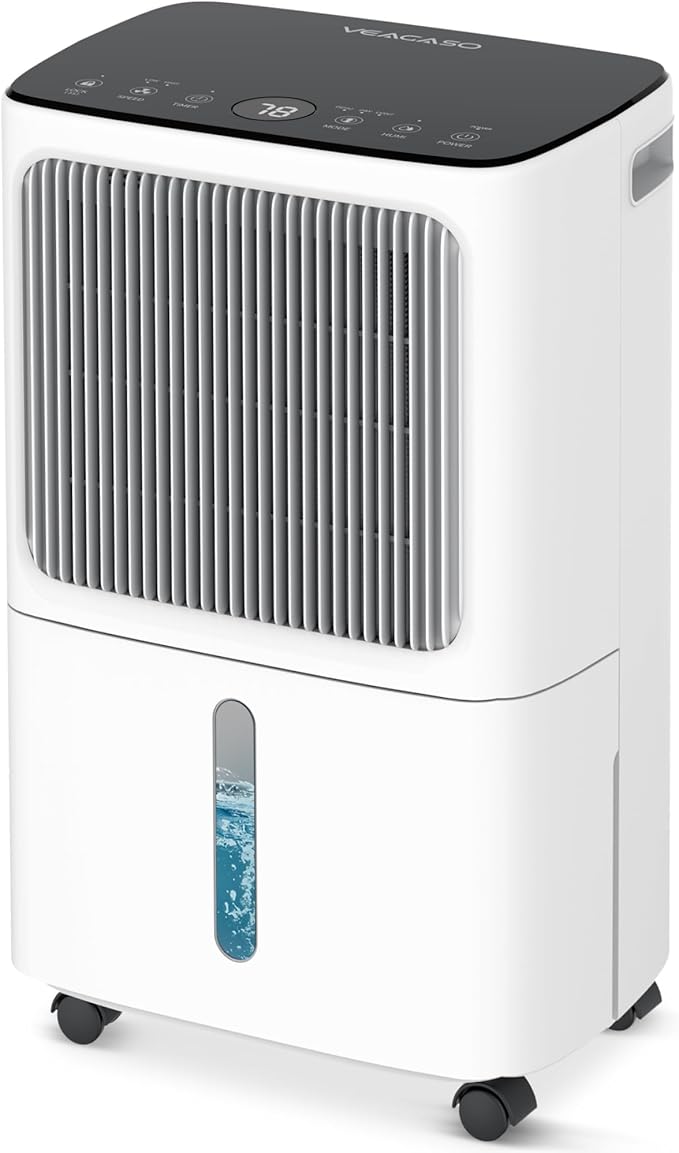2500 Sq.Ft Dehumidifiers for Home with Drain Hose Max 34 Pints, VEAGASO Dehumidifier for Basement, Large Room, Bathroom, Bedroom, Three Modes, Intelligent Humidity Control, Dry Clothes, 24HR Timer