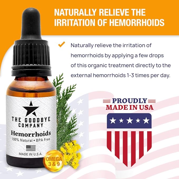 The Goodbye Company Hemorrhoid Treatment – Natural Vegan Hemorrhoid Healing Serum – Fast Relief & Shrinking Formula – Made in USA (15mL)