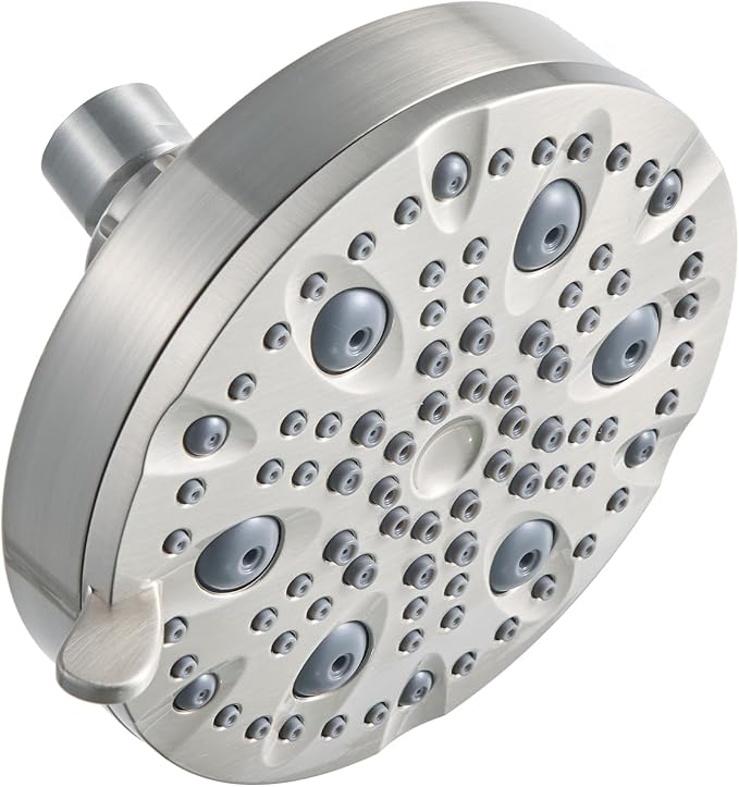OFFO Shower Head, High Pressure Shower Head with Pause Mode, 9 Mode Fixed Showerheads for Strong Water Flow & Relaxing Shower Experience, Brushed Nickel