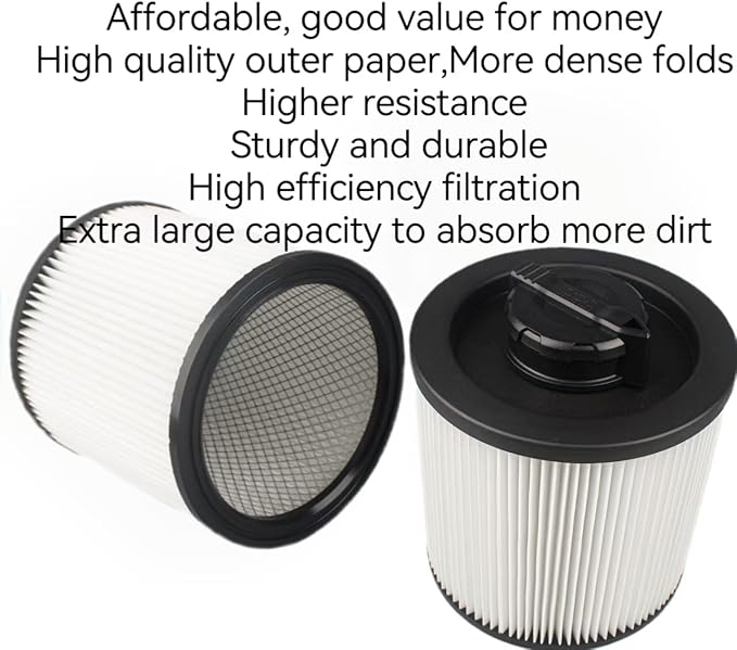 2 Pack DXVC6910 Cartridge Filter for vacuum filter replacement DEWALT Vacuum Cleaners 6-16 Gallo, wet/dry vac filter Compatible With DeWalt DXV10P DXV10PL DXV10SA DXV12P DXV09P DXV14P DXV16P DXV06P