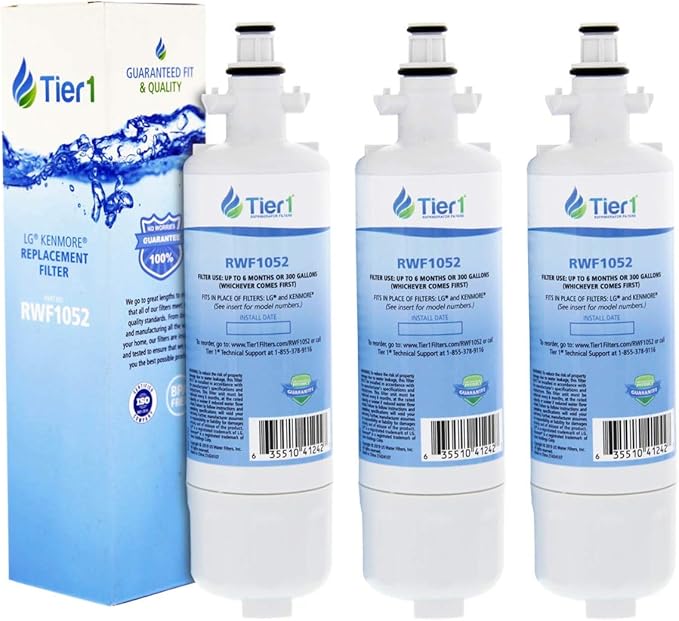 Tier1 ADQ36006101 Refrigerator Water Filter 3-pk | Replacement for LG LT700P, ADQ36006102, Kenmore 46-9690, 469690, ADQ36006101-S, WSL-3, FML-3, RFC1200A, Fridge Filter