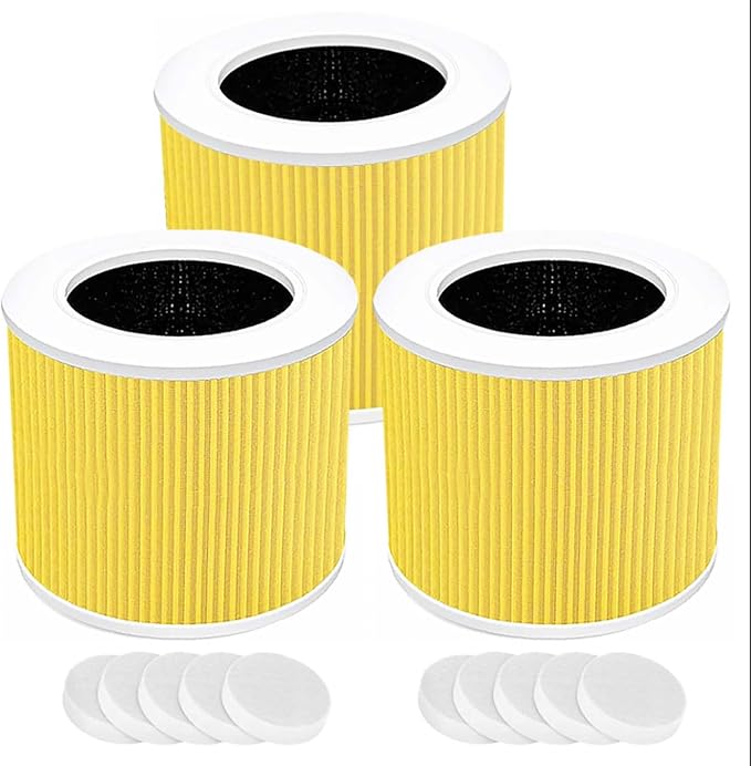 3 Pack Core Mini Pet Replacement Filter for LEVOIT Core Mini Air Purifiers, High-Efficiency Activated Carbon,Yellow