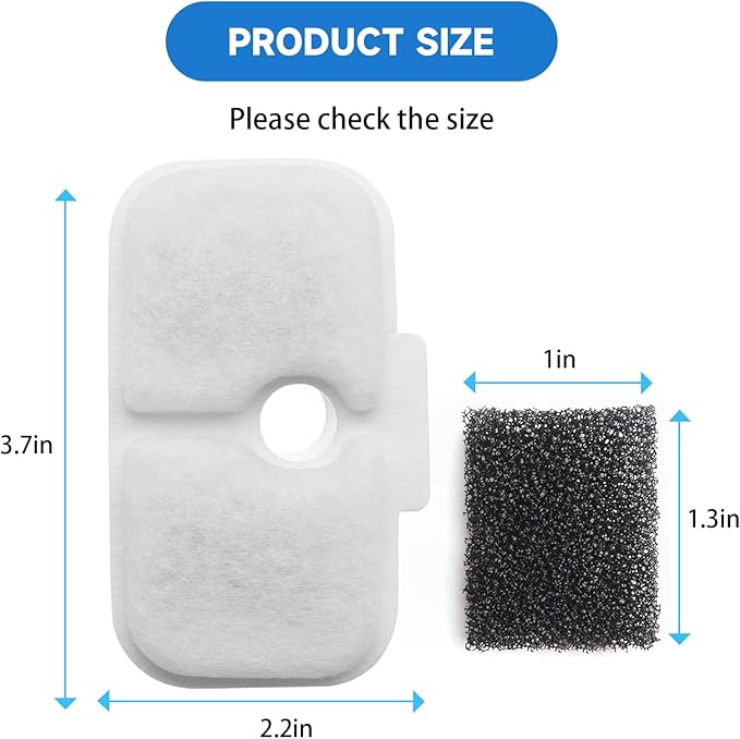 10-Pack Cat Fountain Filters Replacement for PETLIBRO Dockstream 2.5L/84oz | PLWF005 PLWF105 PLWF115 PLWF305 | Triple Filtration，Reduces Hair & Odor Effectively, 10 Pre-Filter Sponges, BPA-Free