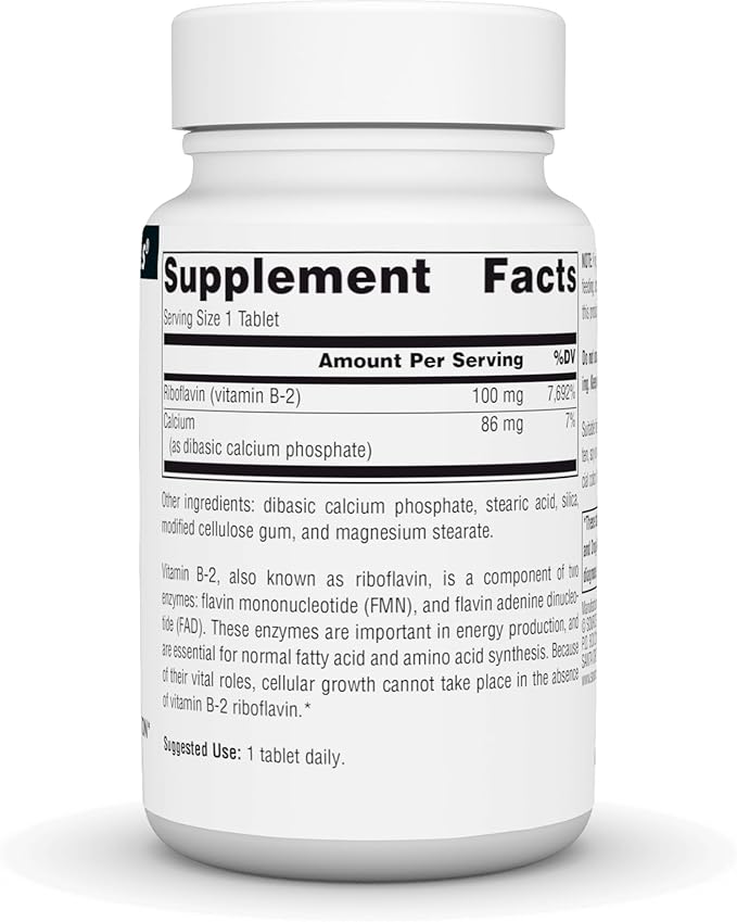 Source Naturals Vitamin B-2 Riboflavin 100 mg Supports Energy Production - 100 Tablets