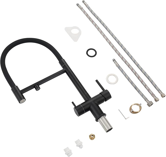 Kitchen Faucets with Water Filter Faucet Buil-in,3 Way Drinking Water Faucet for Kitchen Sink, Matte Black