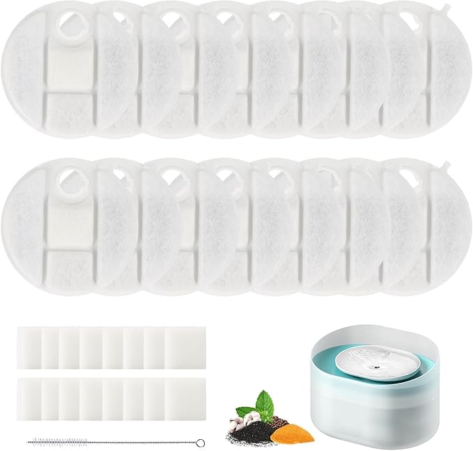 16 Pack Dog Fountain Replacement Filters Compatible with Petlibro Capsule Dog Fountain PLWF008, 8 Month Set of Filters for Dog Water Fountain Dispensers, Dog Water Fountain Accessories