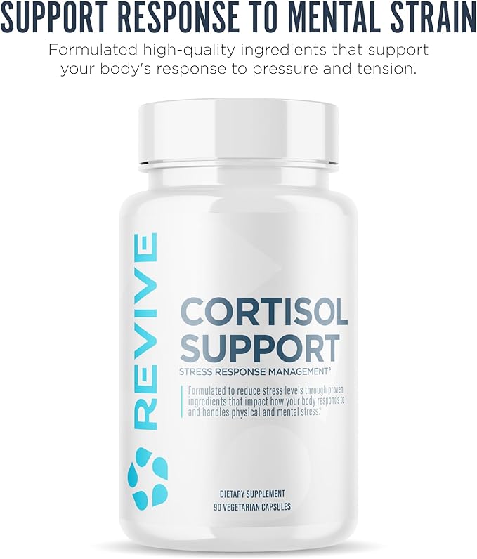 Revive MD Cortisol Manager, 90 Vegetarian Capsules - Cortisol Supplement with Magnesium & L-Theanine Support Health, Focus, Energy, Fatigue, & Adrenal Gland Function - Vegan & Gluten-Free