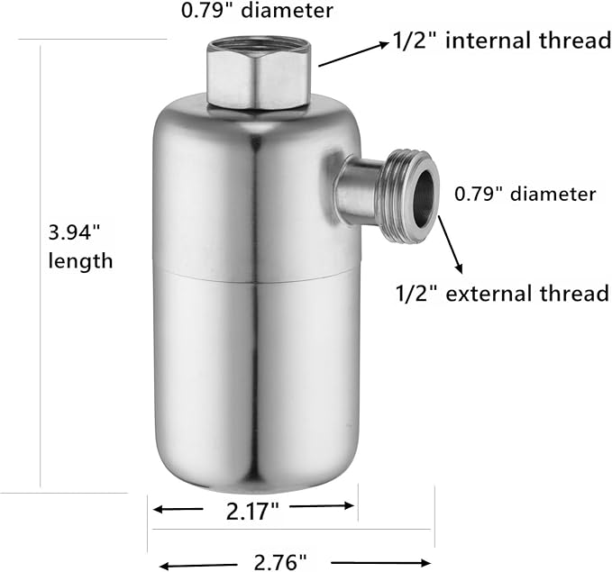 Spin Down Sediment Filter, Stainless Steel Reusable Sink Water Filter, Water Softener for Water Heater G 1/2'' Thread Washing Machine Dishwasher Shower Faucet, Prevent Impurity (Model A)