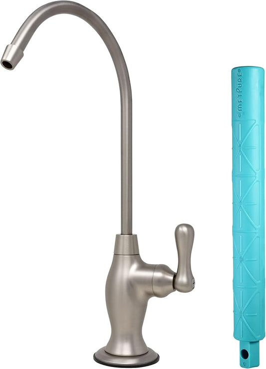 Non-airgap RO Faucet Reverse Osmosis Drinking Water Filtration System Water Dispenser Spout (Satin Nickel). Vase Style with Faucet Wrench RO-FW148. NSF Certified.