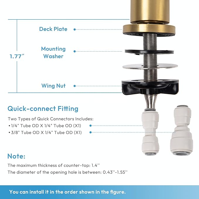 Reverse Osmosis Faucet, Filtered RO Drinking Water Faucet for Kitchen Sink, Non-Air Gap, 360-degree Rotation, Lead-Free, 304 Stainless Steel, Brushed Gold