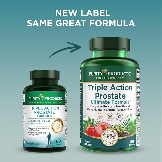 Triple Action Prostate Ultimate Formula – Men’s Prostate Supplement - Zinc, Saw Palmetto, Pygeum, Pumpkin Seed Oil Extract & Phytosterols – Supports Urinary Flow, Bladder & Heart Health – 60 Capsules