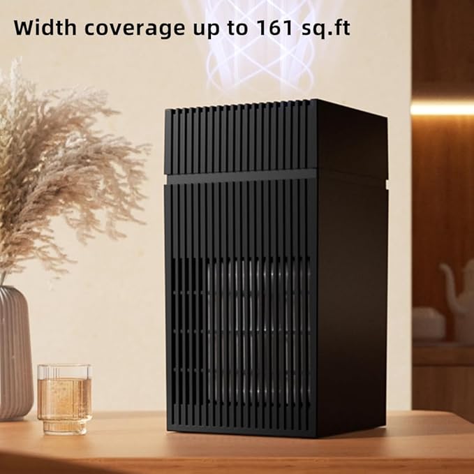 Desktop USB Air Purifiers for Office, Desk, Small Room, Bedroom, Home, Office, HEPA Air Purifier for Pollen Dust Odor, No Adapter (Black)