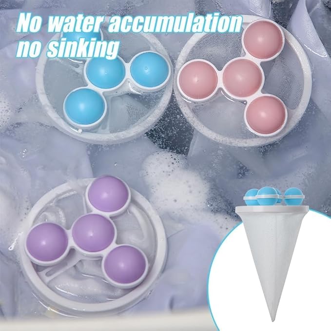 Floating Hair Filtering Mesh Removal, Pet Hair Catcher Filter Bag, Floating Pet Fur Catcher, Reusable Lint Catcher Hair Remover for Laundry Washing Machine (3PCS)