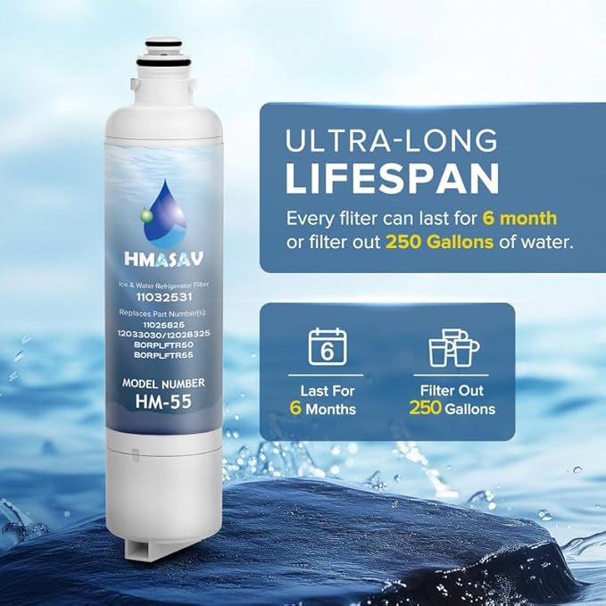 11032531 Filter Replacement - Compatible with Ultra Clarity Pro Water Filter Bosch, Thermador Water Filter Replacement for BORPLFTR50, BORPLFTR55, 12033030, 12028325, 11025825, 3PACK