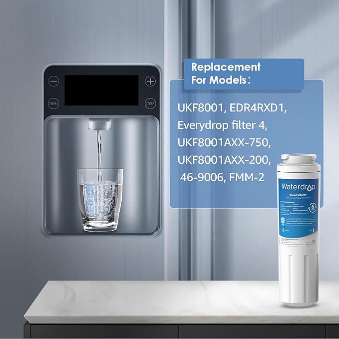 Waterdrop UKF8001 Refrigerator Water Filter 4, Replacement for Whirlpool® EDR4RXD1, EveryDrop® Filter 4, Maytag® UKF8001AXX-750, UKF8001AXX-200, 46-9006, Puriclean II, WD-F07, 2 Filters
