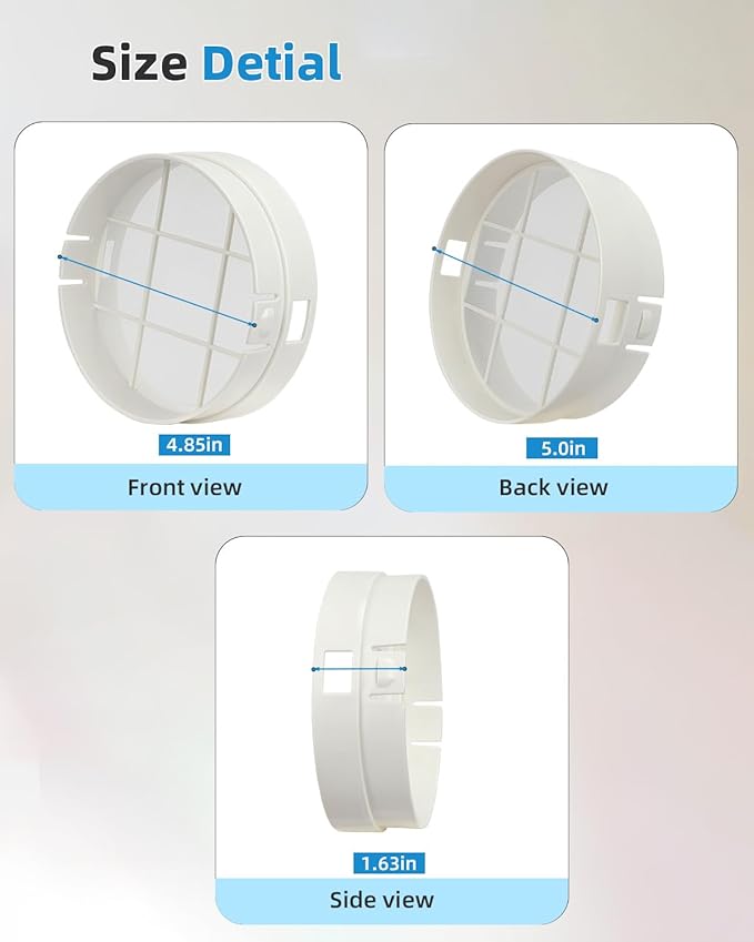 Washable Hose Pre-Filter for Portable Air Conditioner, 5’’ Diamiter 1 Pack White