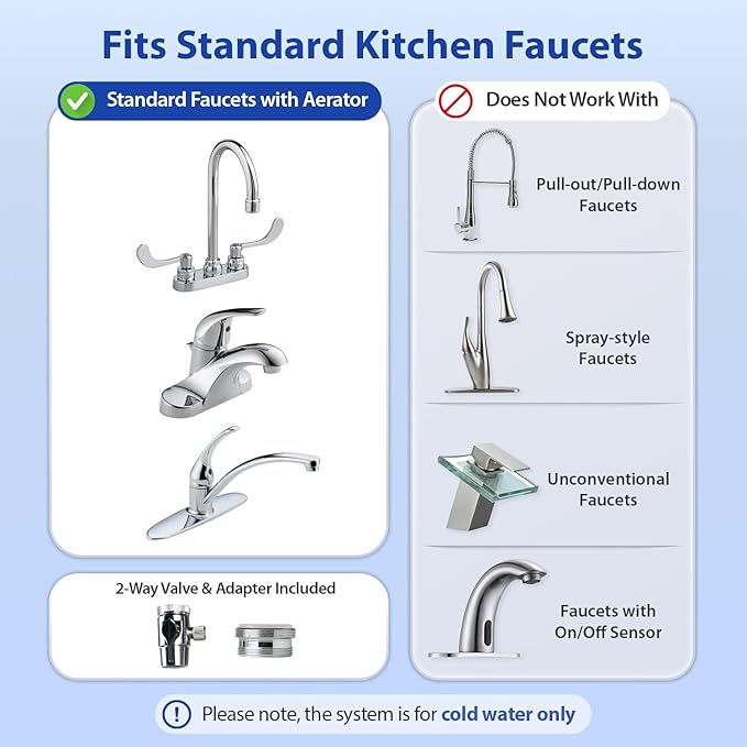 iSpring CT10-CL Countertop Water Filter, Multi-Layer Faucet Water Filter System with Versatile Faucet Adapter, Reduces Heavy Metals, Bad Odor, and Chlorine, Clear