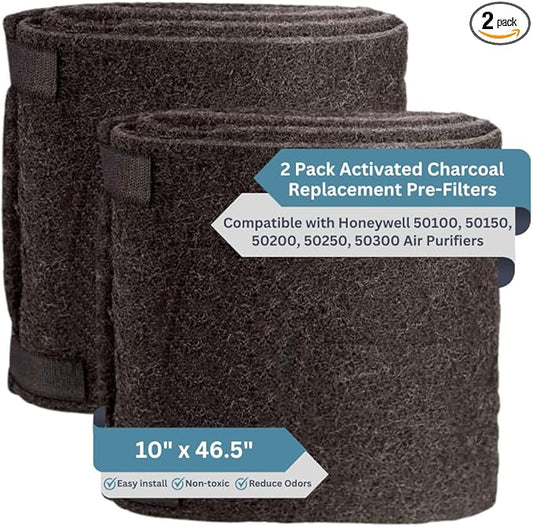 2-Pack Premium Activated Carbon and Zeolite Prefilter - Versatile Dual Action Carbon Replacement Filter and Extends HEPA Filter Life - Compatible with Honeywell Air Purifiers Models