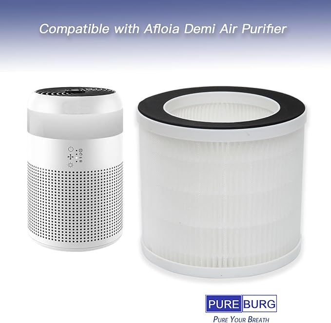 PUREBURG Replacement Filters Compatible with Afloia Demi Air Purifier, 2-Pack H13 HEPA Air Clean Dust VOCs Odor Pets Hair Smoke