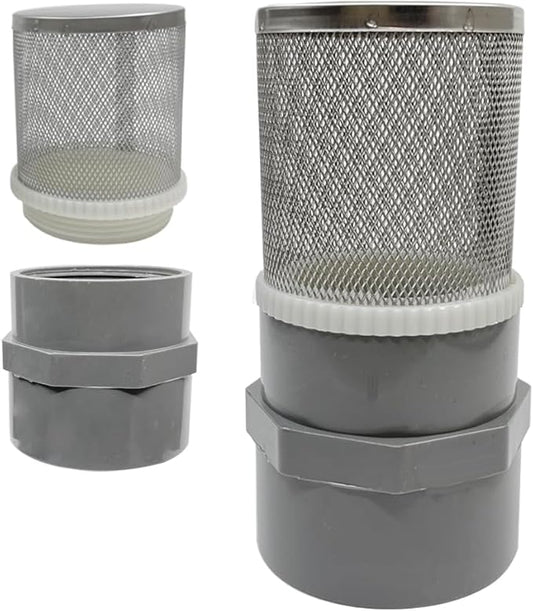 3/4" Stainless Steel Filter Cover Connected to 3/4" DN20 Grey PVC Water Pipe, Suction Strainers Used to Remove Debris and Reduce Solid Entry(1pcs)
