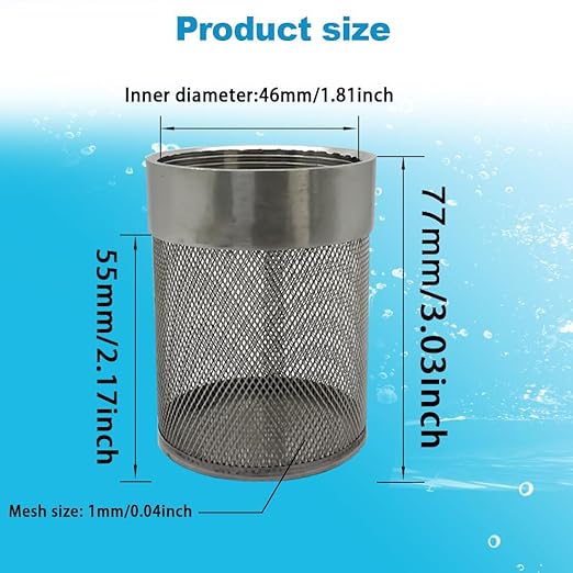 1.5inch SUS304 stainless steel filter head with internal thread diameter of 46mm connected to DN40 1.5-inch water pipe filter Used to Remove Debris and Reduce Solid Entry（1pcs）